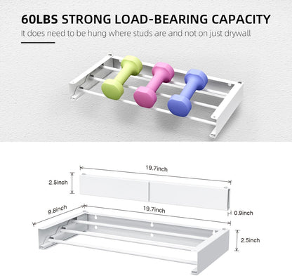 Laundry Drying Rack Collapsible, Wall Mounted Drying Rack, Clothes Drying Rack Wall, Space Saving Drying Rack for Laundry, 19.8" Wide, 3 Aluminum Rods, 50 lb Capacity (White, 19.8")